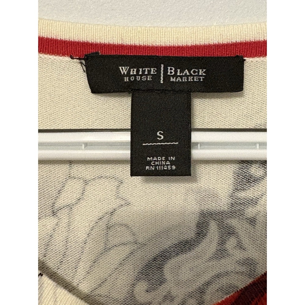White House Black Market Floral Print Cardigan 3/4 Sleeve V-Neck Women's Small - Picture 5 of 5
